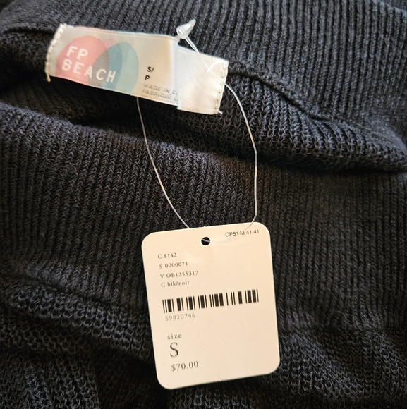 Free People Oh Yeah Sweater Pants Linen Blend Jogger Styl Semi Sheer Black S NWT - Picture 3 of 14